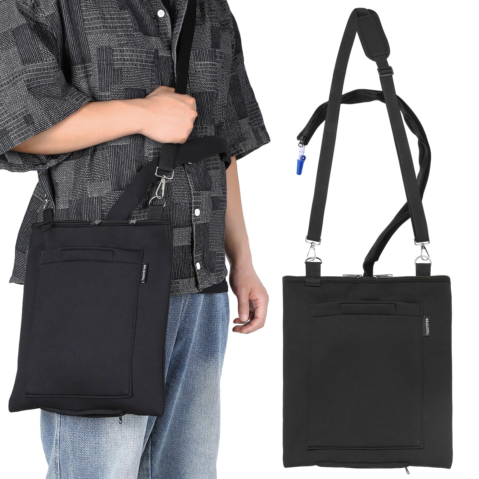 Urine Drainage Bag Holder, Catheter Bag Covers with Zipper Pipe Sleeve & Adjustable Strap, Soft Diving fabric, Easy Access, Secure & Discreet for Urostomy & Foley Catheter Users