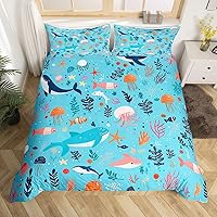 Vista 10 de Funda de edredón Kawaii con diseño de ballena arcoíris tamaño Queen, funda de edredón de ballena de dibujos animados para niños y niñas, bonito