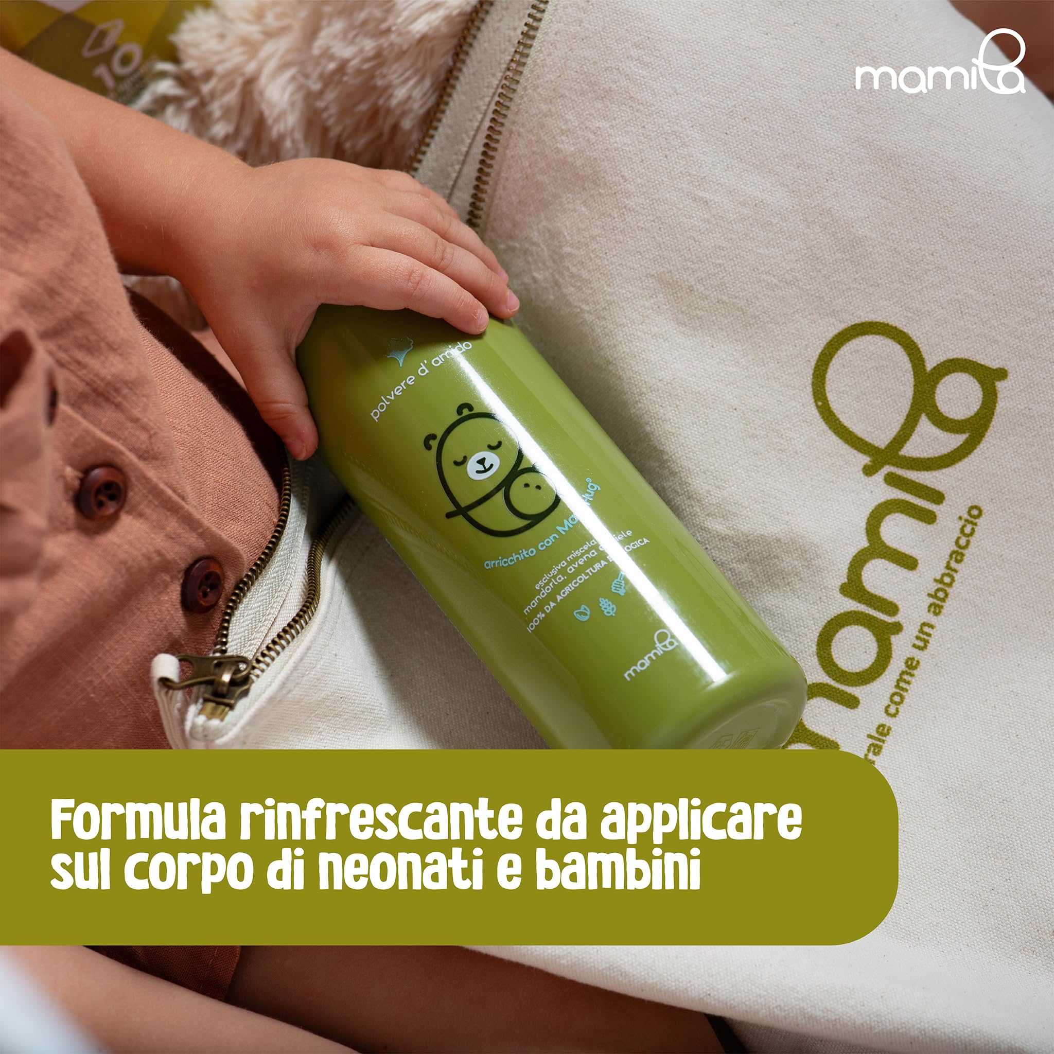 Mamila Set Benessere della Pelle del Bambino, Crema Idratante 100ml, Polvere d'Amido 150ml, Olio Emolliente 75ml, MamiHug Idea Regalo Nascita Bimbo, 0 Mesi