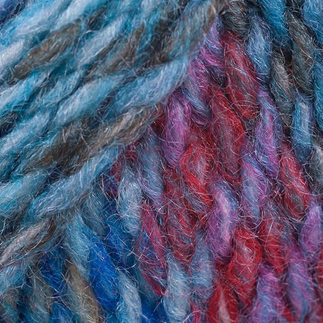 James C Brett Marble Chunky 200g 100% Acrylic Knitting Wool - shade MC44 Turquoise, Red, Pink, Blue