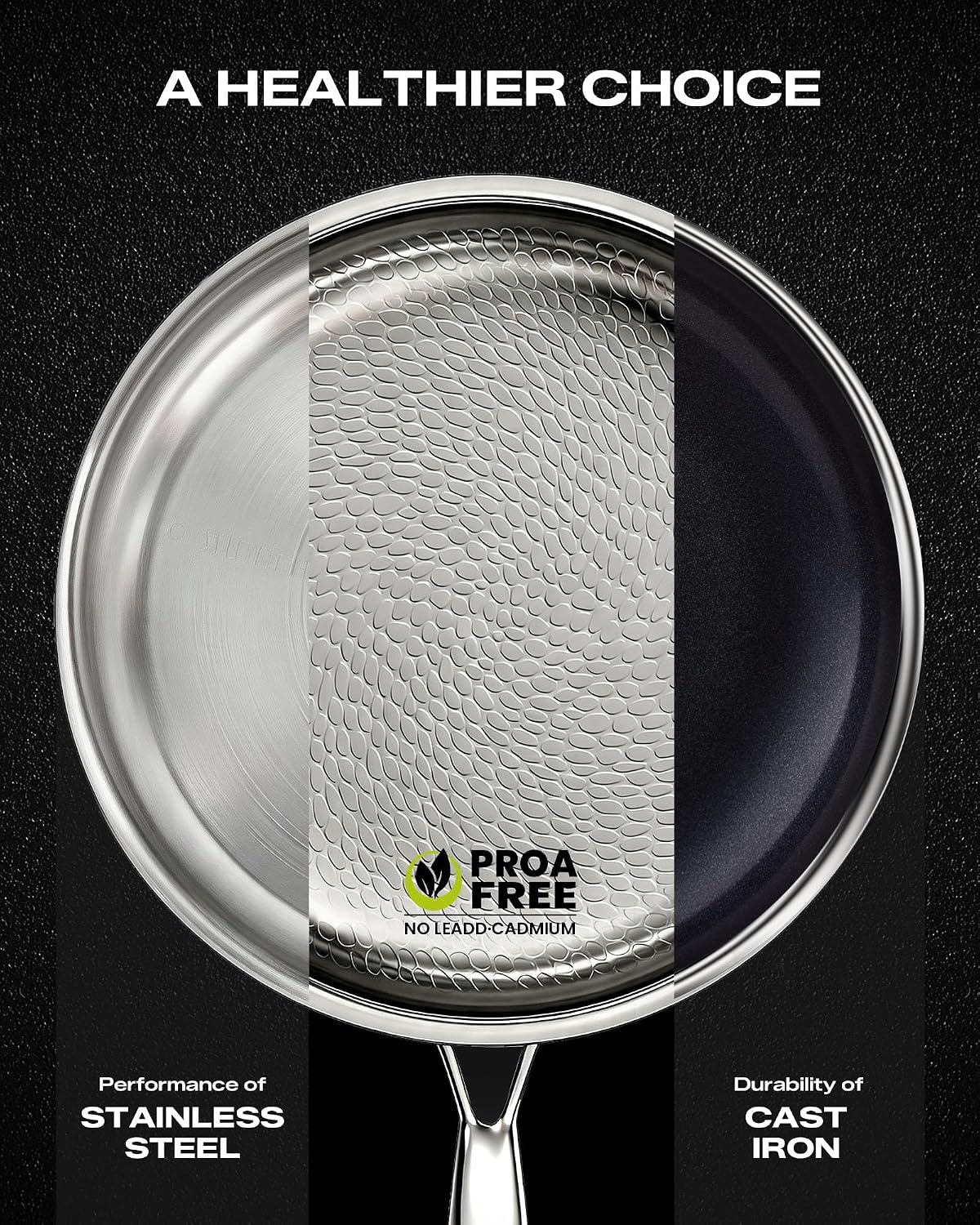 Titanium Pans for Cooking,12 Inch Titanium Hammered Pro Frying Pan with Lid
