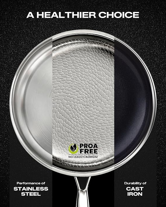 Titanium Hammered Pan Pro with Lid - 11.02 Inch Titanium Frying Pan | Scratch-Resistant, Even Heating Cookware for All Stovetops (11in-With Lid)