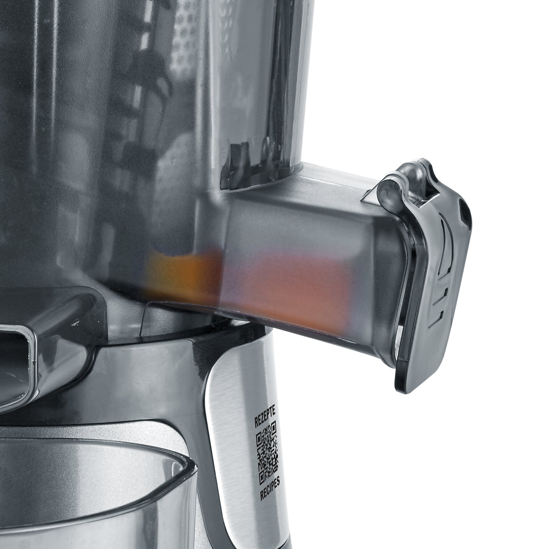 SEVERIN Slow Juicer, Estrattore di Succo, 150W, 1 Litro, 45 rpm, Senza Lame, Inserto Sorbetti, 2 Setacci, Funzione Inversa, Antigoccia, BPA Free, 22,0 x 26,0 x 42,0 cm, Acciaio - ES 3571