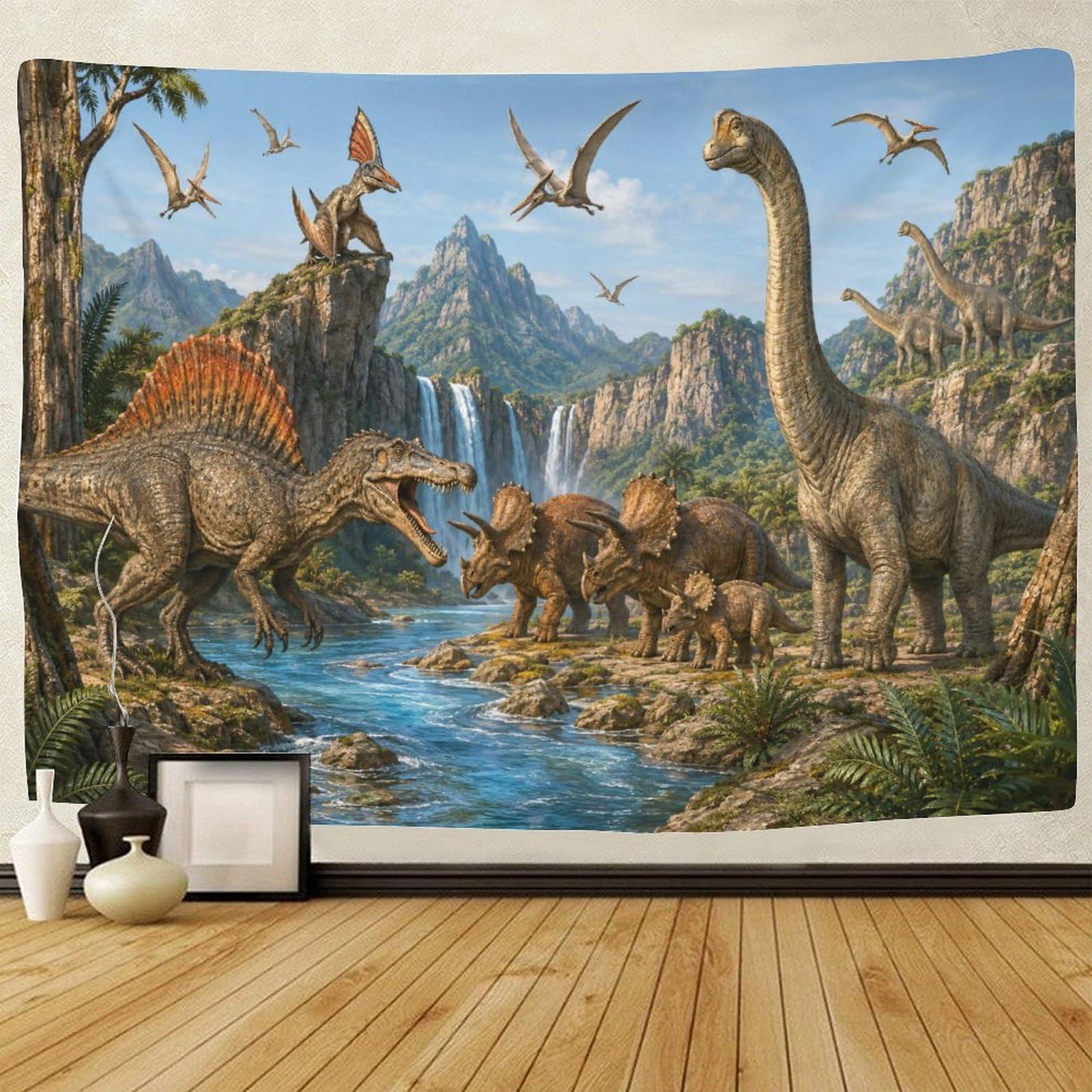 GPMNBCXZK Dinosaur World Wall Art Decor 3D Print Tapestry Wall Hanging Decor Tapestries Home Decoration Curtain Living Room College Dorm 70cmx100cm