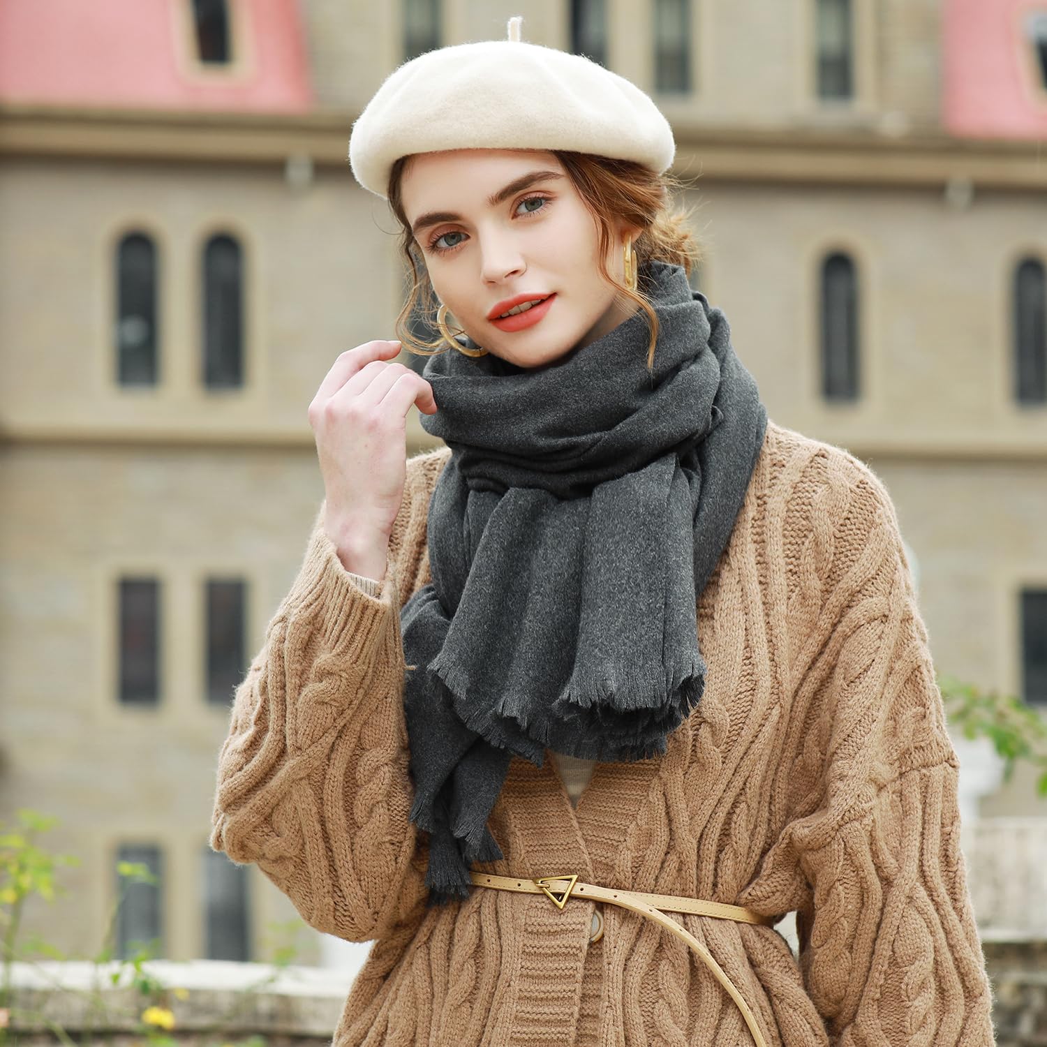 RIIQIICHY Sciarpa Donna Invernale Pashmina Scialle Stola Elegante Cerimonia Foulard Lungo Grande Spesse Calde