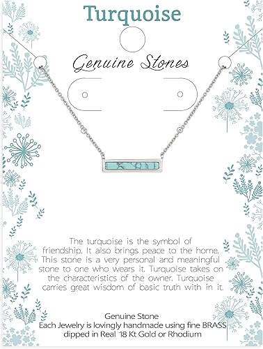 Miniatura 5 de Lauren-Spencer Collares de barra de piedras preciosas para mujer, chapado en oro y plata, collar de turquesa simulada, colgante triangular, collares