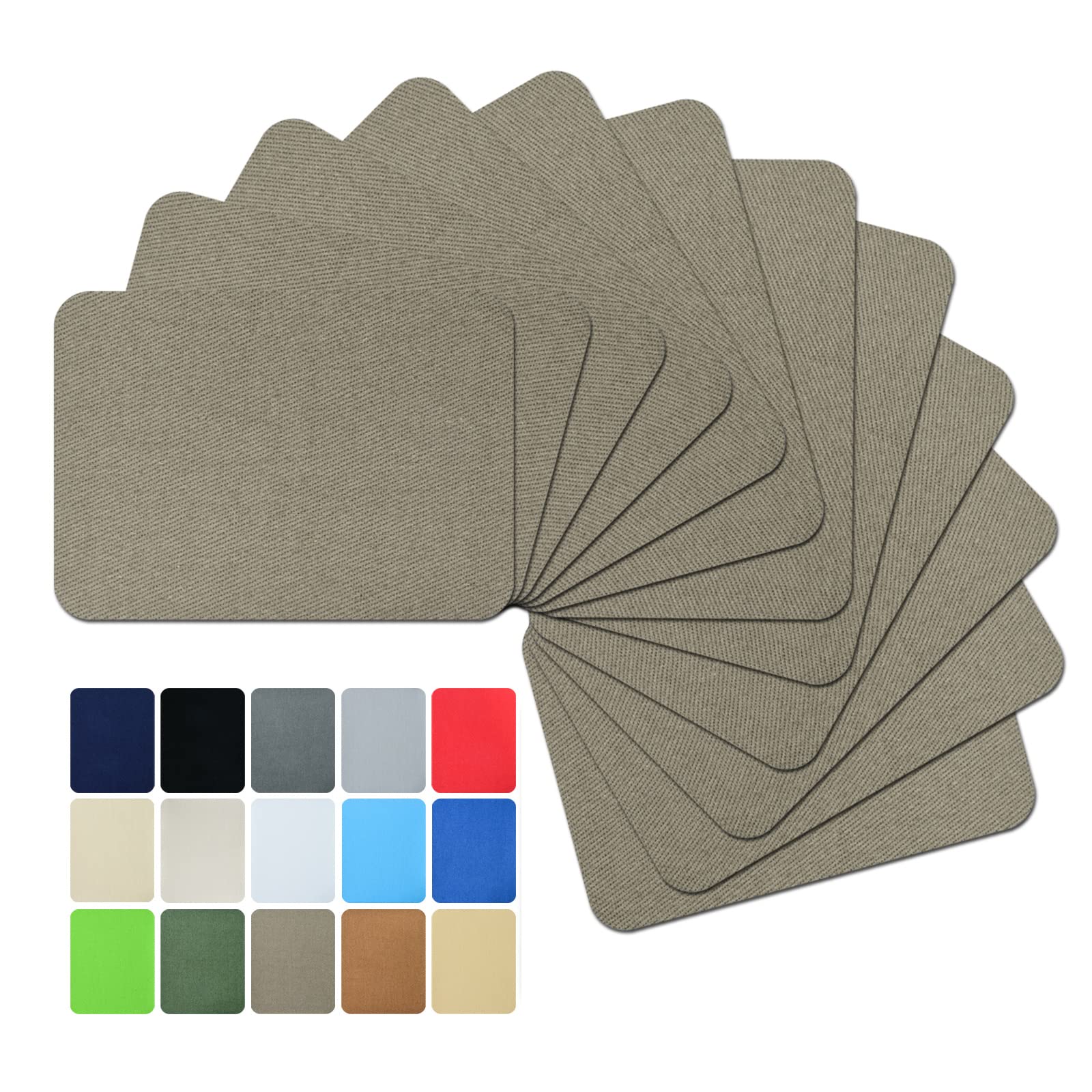 Premium Quality Fabric Repair Patches Iron-on Patches for Clothing Inside &amp; Outside Strongest Glue Cotton 3" by 4-1/4" (7.5 cm x 10.5 cm)… (12PCS-Khaki)
