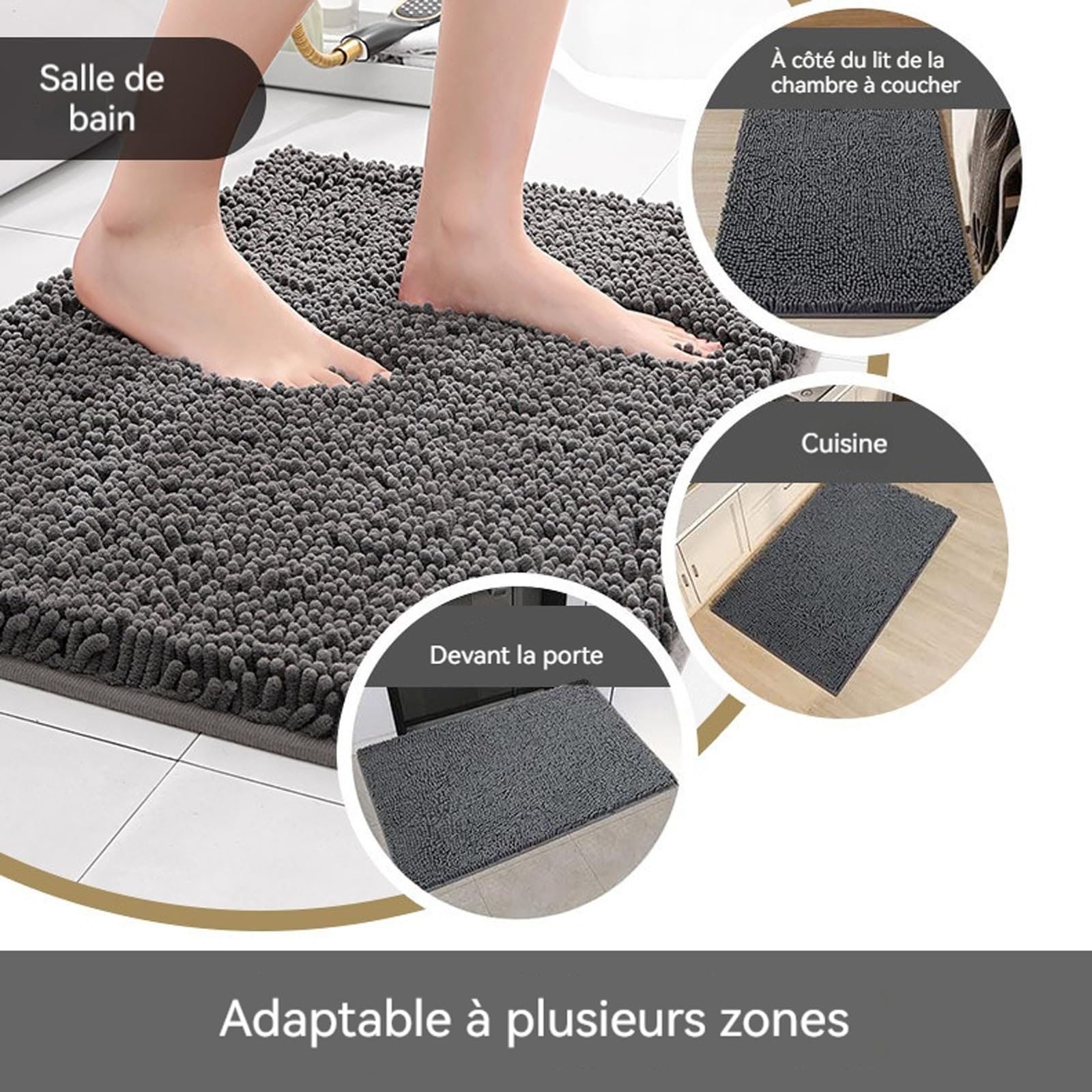 Tapis Petitepapatte, Petitepapatte Tapis Cleanpattoune Ultra-Absorbant, Lavable, antidérapant et Anti-salissures, Tissu Doux, pour Pattes et Chaussures boueuses et humides (#H,70x140 cm)
