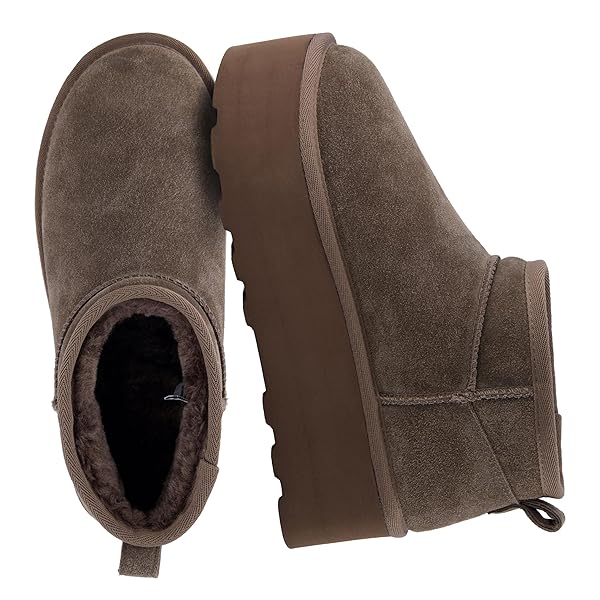 CUSHIONAIRE Hippy Women’s Platform Ankle Boots – Genuine Suede, Faux Fur Lining, Cozy Winter Slip-On Design, Comfortable Footwear with Wide Widths Available