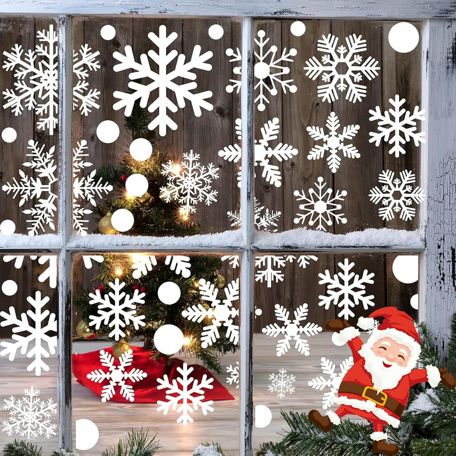 Christmas Window Snowflakes Stickers for Glass Windows, Christmas Window Clings Christmas Decorations for Kids Christmas Party Decorations 9 Sheets 165pcs