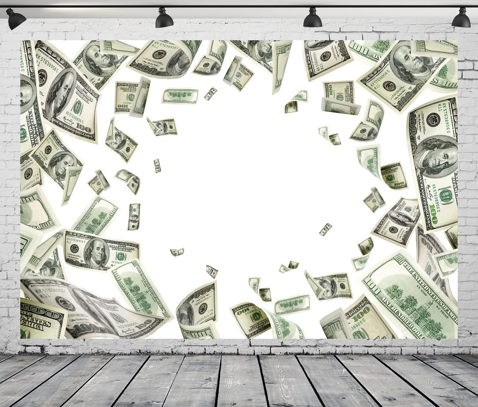 BELECO 3x2m Tessuto Soldi Sfondo | Banconote dollaro USA Benjamin Franklin 100 dollari sfondo.