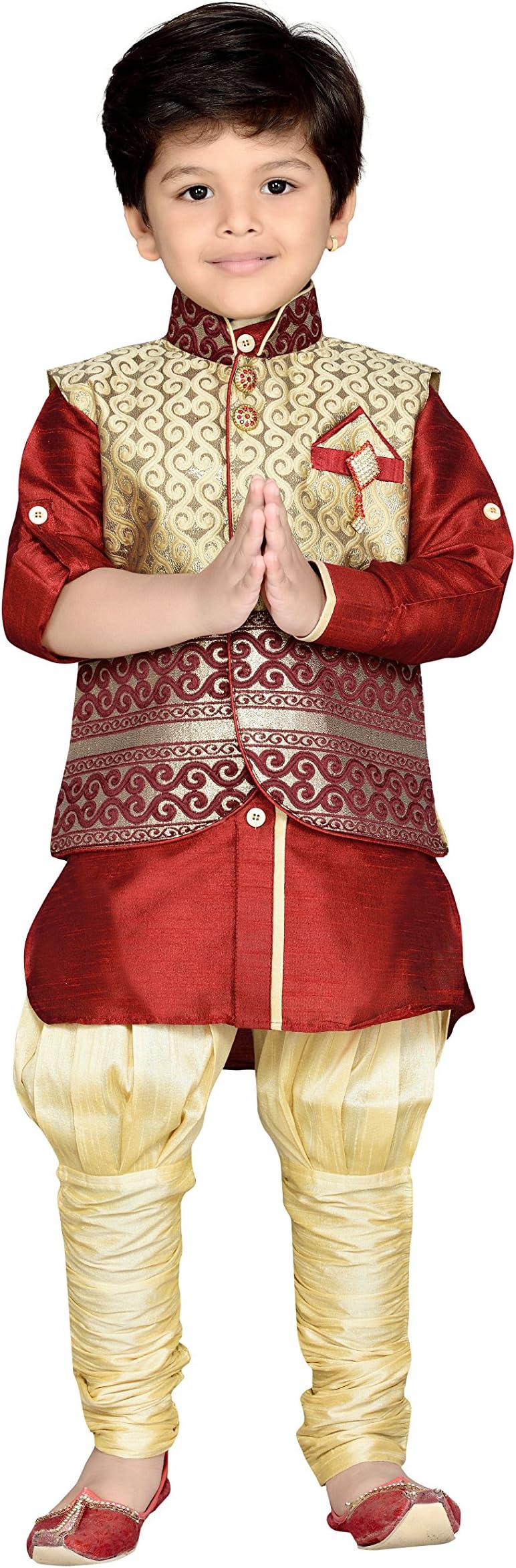 AJ DEZINES Kids Ethnic Wear Kurta Pyjama Waistcoat Set for Boys