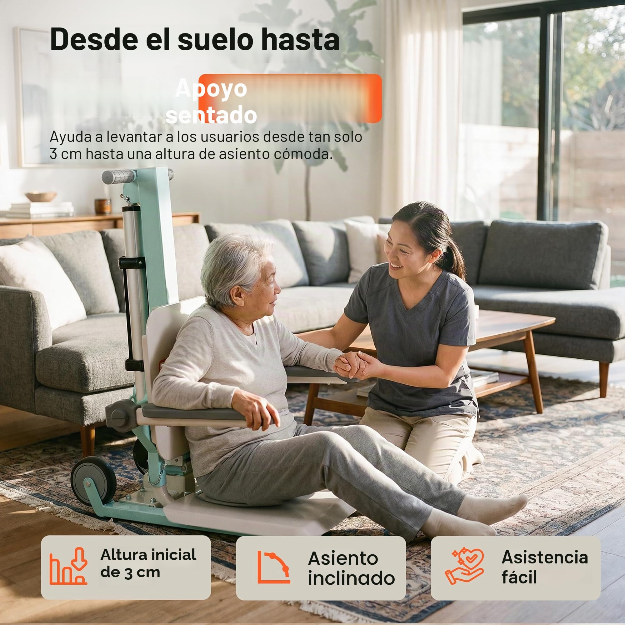 SuperHandy GoRise FC - Ascensor eléctrico Sol-Silla Carga máxima 180 kg Ayuda Transferencia Asiento, Mando a Distancia magnético