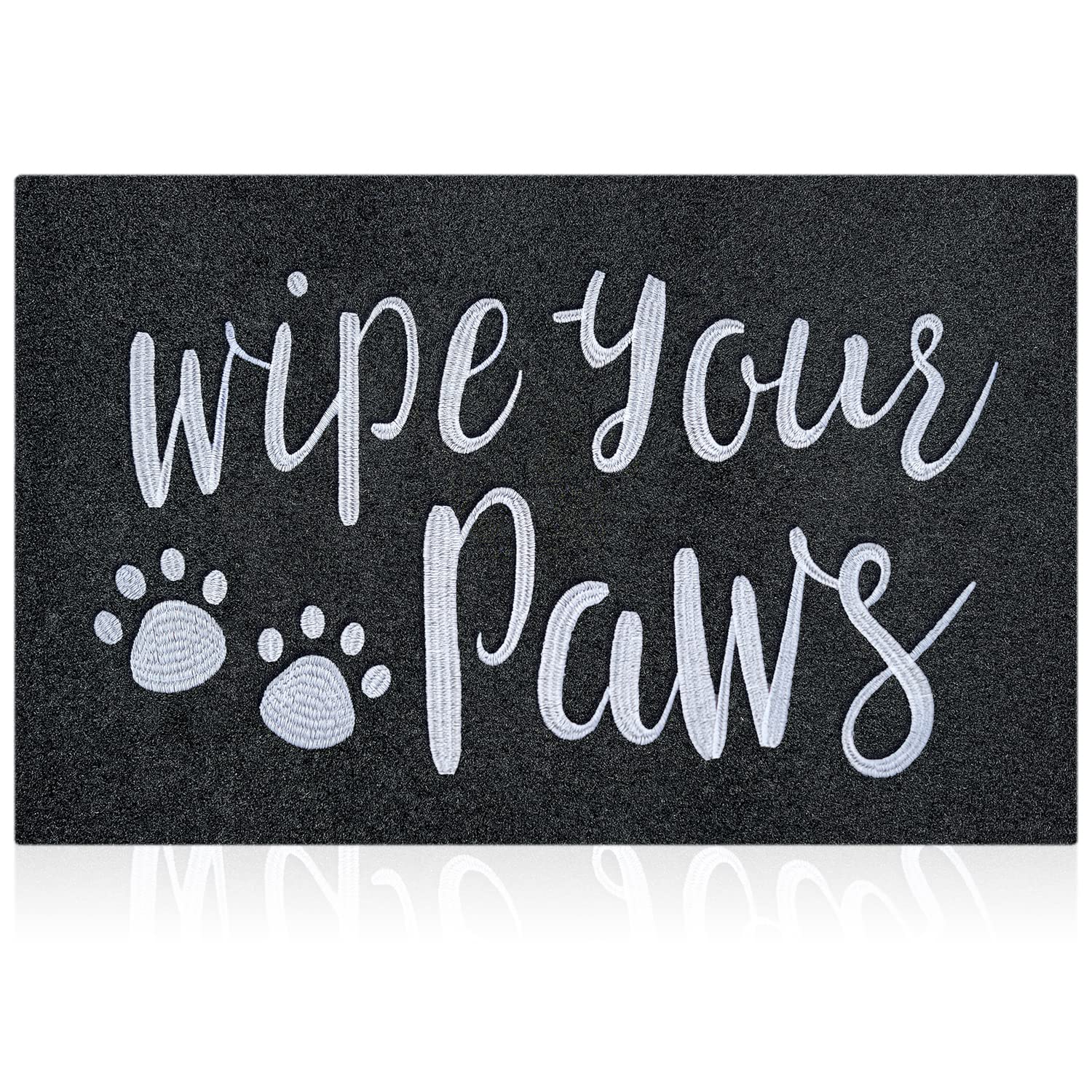 MHYTTFE Black Welcome Mat Funny Wipe Your Paws Doormat with Non Slip Rubber Backing Easy to Clean Dog Door Mat Indoor Front Door Entrance Mats