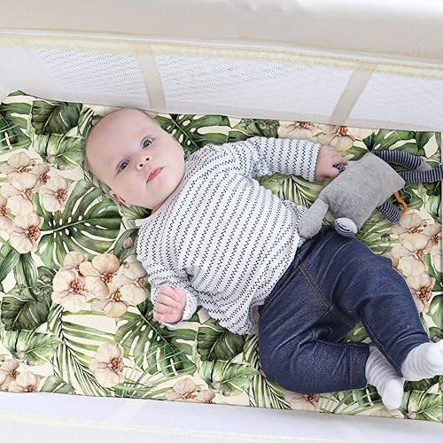 Miniatura 5 de Juego de sábanas bajeras ajustables extra suaves y elásticas para bebé, paquete de 2 sábanas de mezcla de algodón de primera calidad para colchón