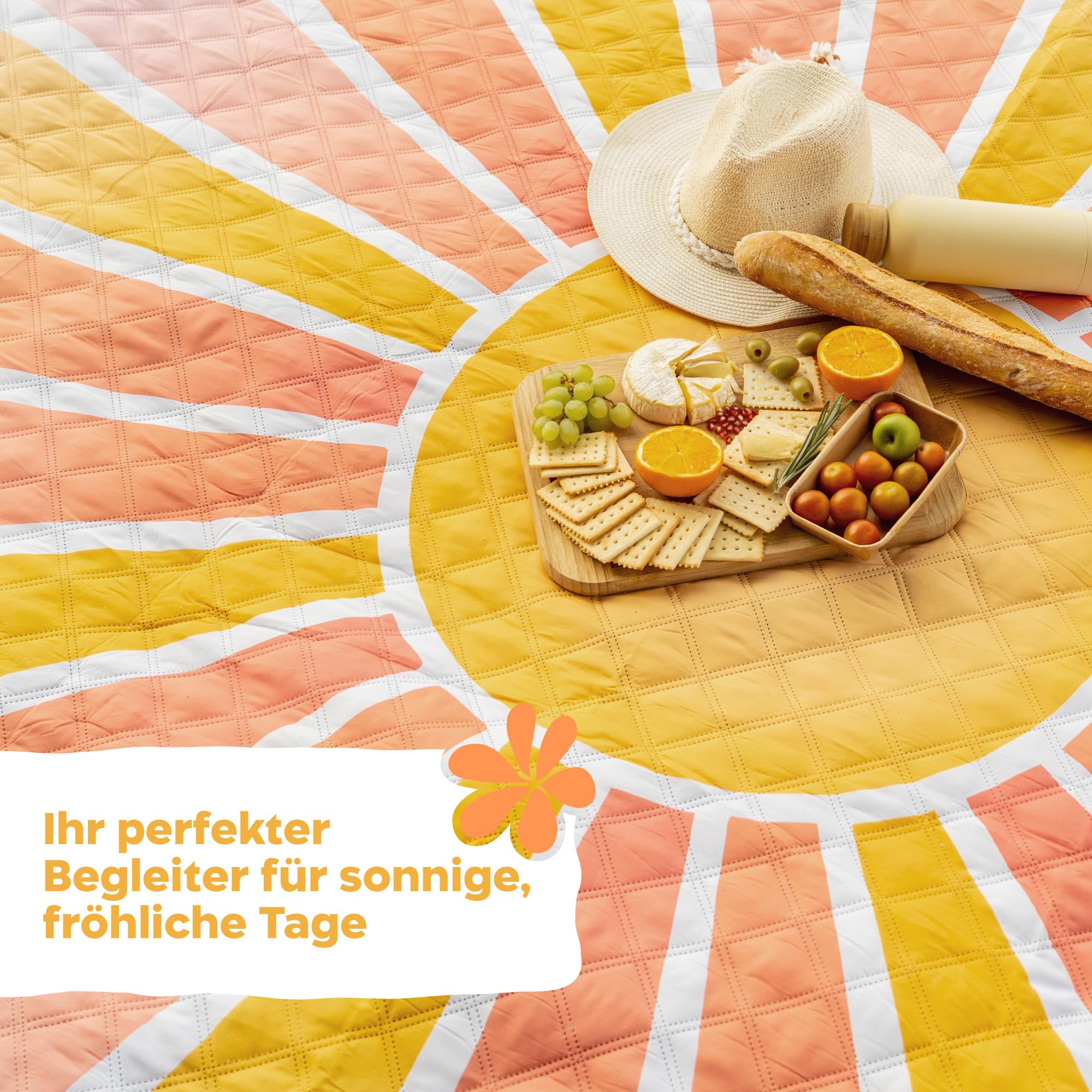 Twinzee Picknickdecke 200x200 cm Wasserdicht Stranddecke XXL Strandmatte Gepolstert Kompakt