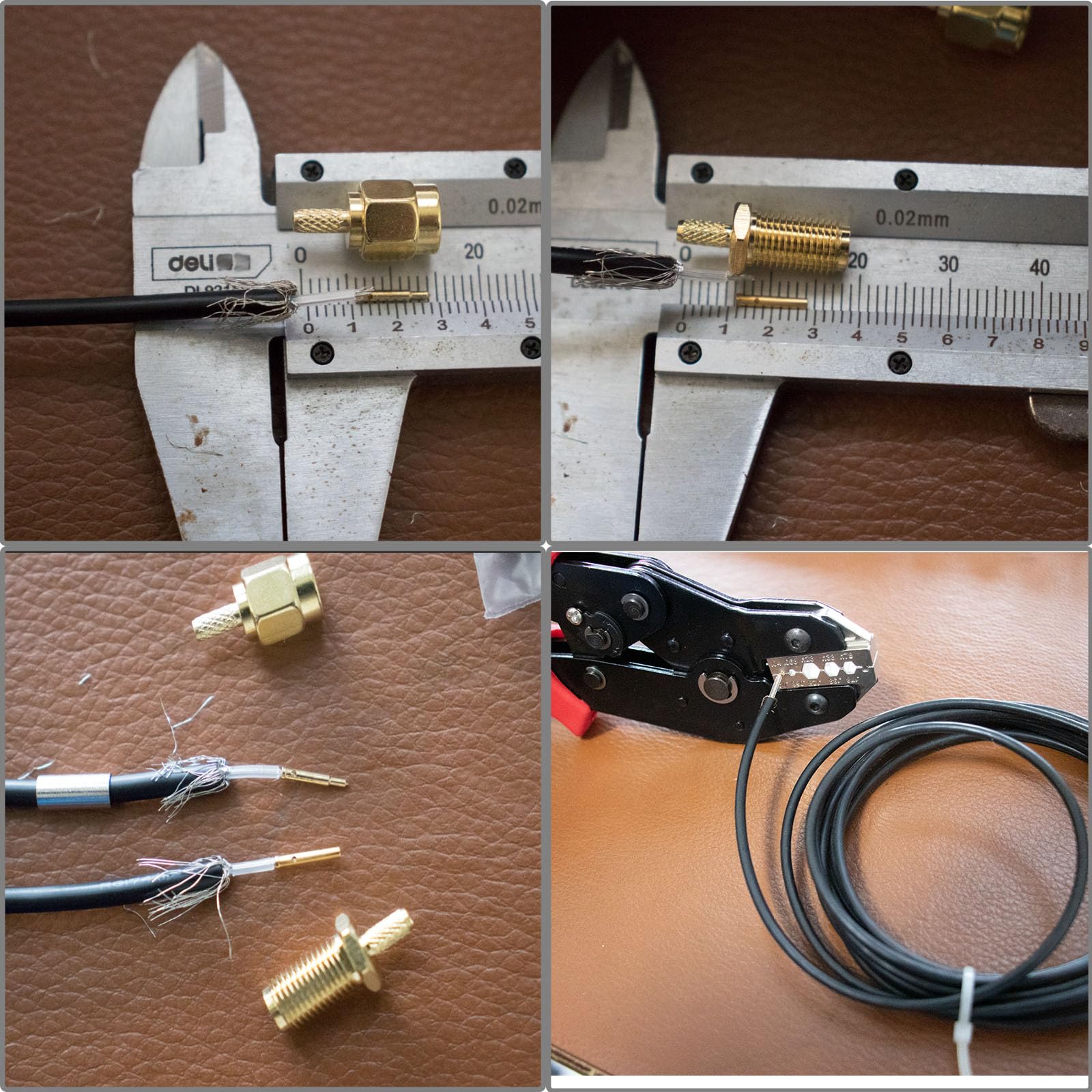 Pince à sertir coaxiale et lot de 10 connecteurs SMA mâle vers femelle pour câble d'antenne RG174 RG316 SMA