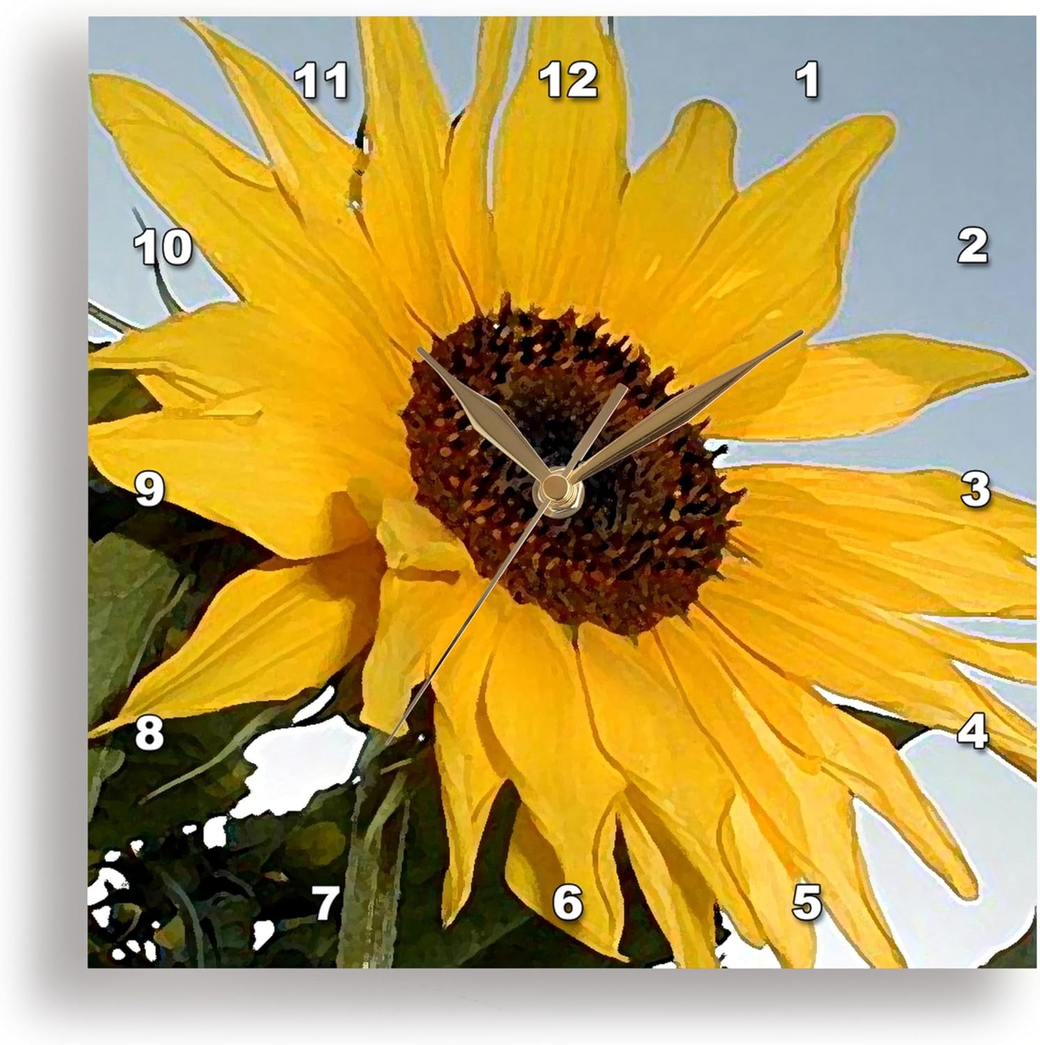 3dRose Wall Clock Silent - 15 inch - Sunflower - Flowers