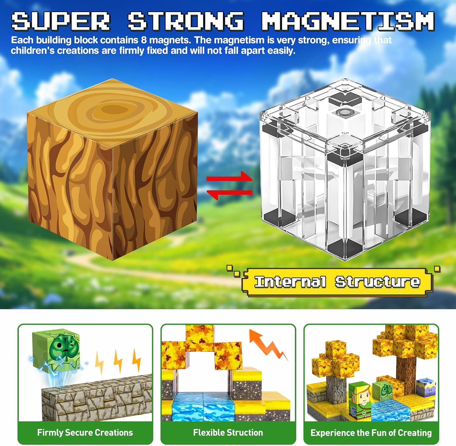Magnetic Building Blocks for BOTW Fans, Koroks Magnet Cubes Blocks for Kids 5-7, STEM Building Game Sensory Outdoor Toys Christmas Birthday Gift for Boys&Girls, 100PCS