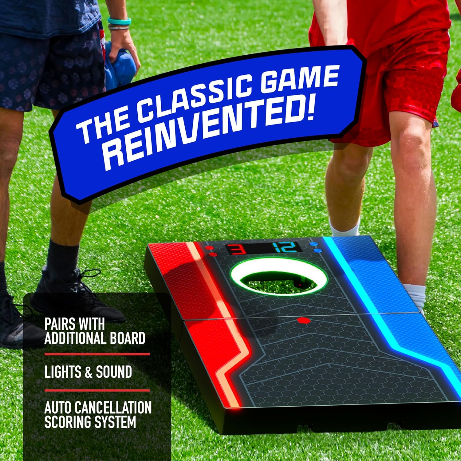 Electronic Cornhole Board Set, Auto Scoring, 1 Corn Hole Board, 1 Remote & 8 Bean Bags, Outdoor & Camping Games Gift Ideas, Birthday Gifts for Kids Teens Adults Boys Girls, 8-12 Year Old Boy Gifts