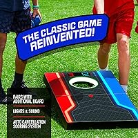 Vista 7 de Juego de tablas de cornhole electrónicas, puntuación automática, incluye 1 tablero de cornhole, 1 control remoto y 8 bolsas de frijoles