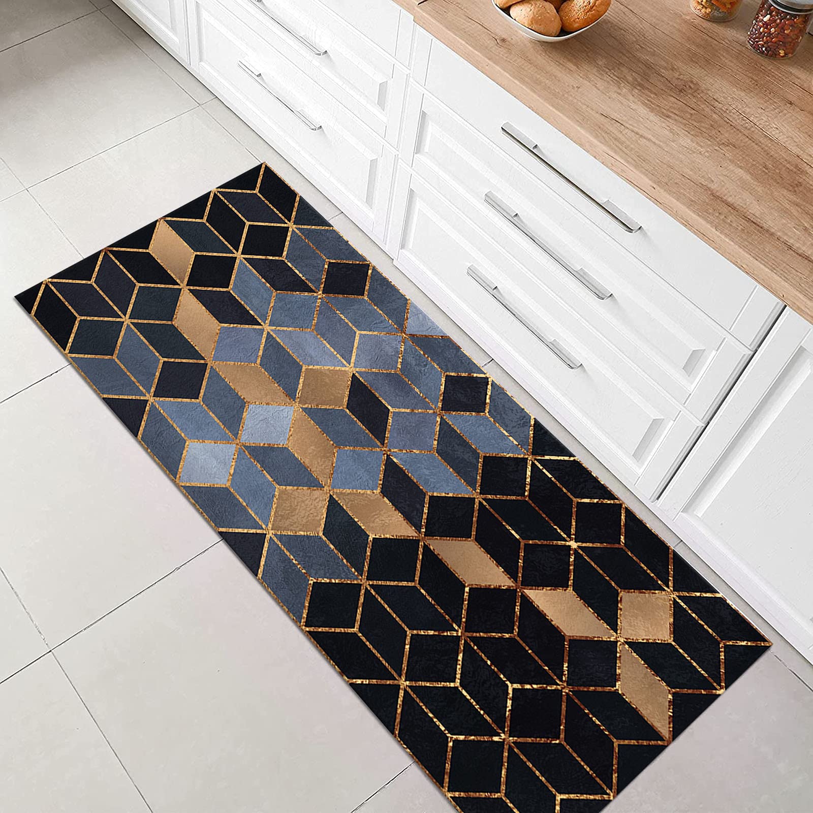 Tapis de cuisine lavable et antidérapant au design moderne