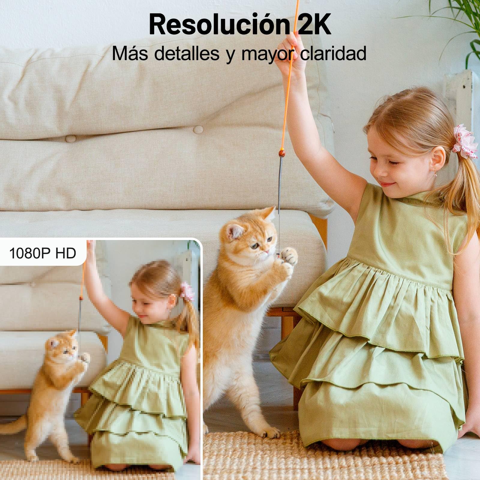 GALAYOU 2K Cámara Vigilancia WiFi Interior - Camaras Vigilancia Domicilio WiFi 2,4G para Perros y Bebe 360°, Seguimiento de Movimiento, Grabación Continua, Audio Bidireccional, Compatible con Alexa