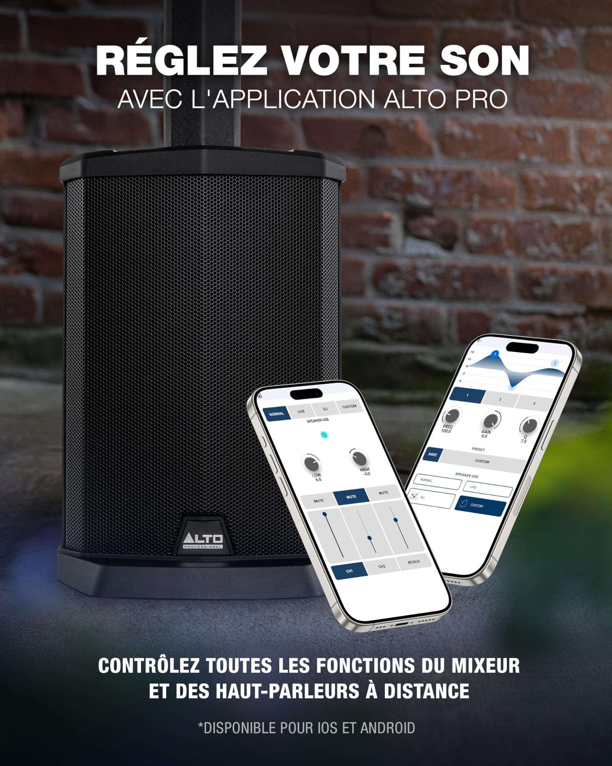 ALTO TS108C Ensemble Portable de Haut-parleurs Actifs 600 Watts avec mixeur numérique 3 canaux, Bluetooth et App de Commande, pour Musiciens Solo, DJ et salles de Spectacle