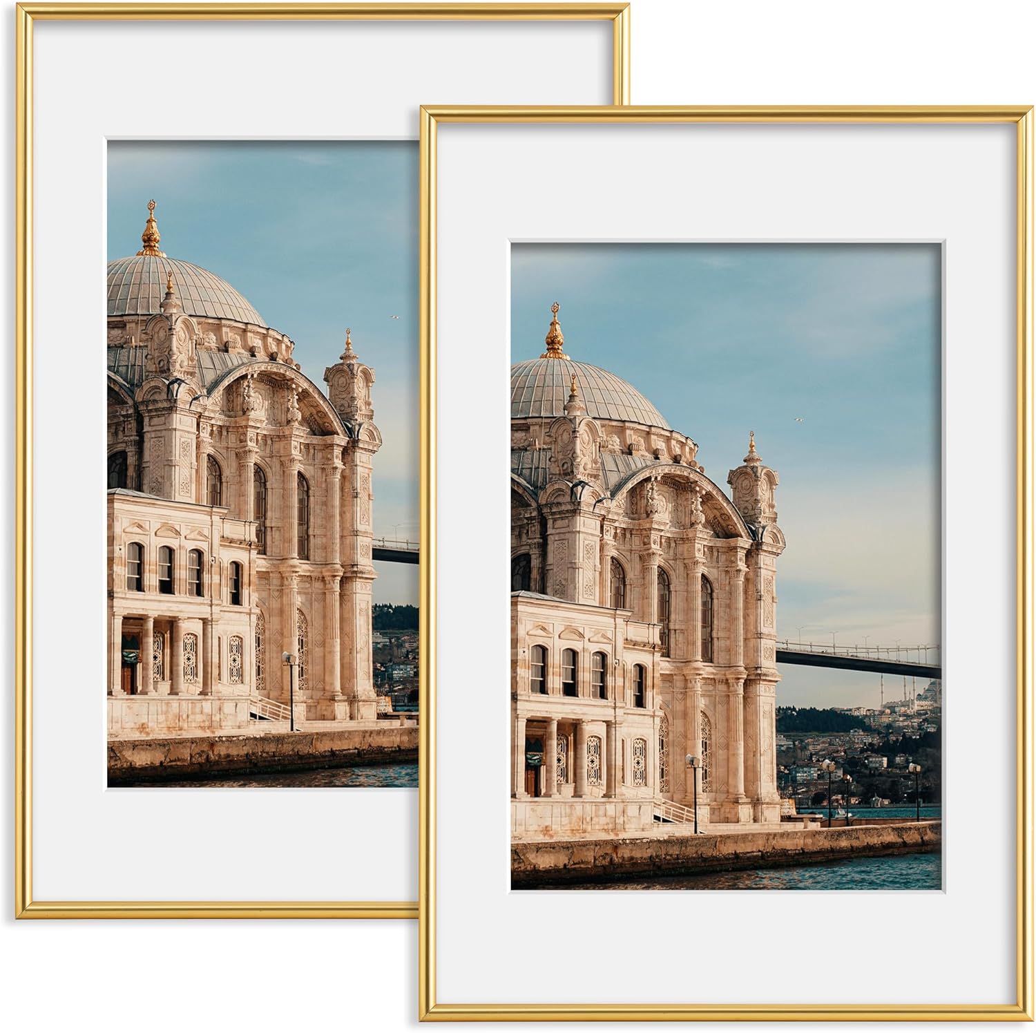 16x24 Poster Frame - 16 x 24 Picture Frame, Poster Frame 16x24 Matted To 12x18, 24x16 Poster Frame, Plexiglas And Hanging Hardware Included, 16 By 24 Picture Frame (Gold, 2 Packs)