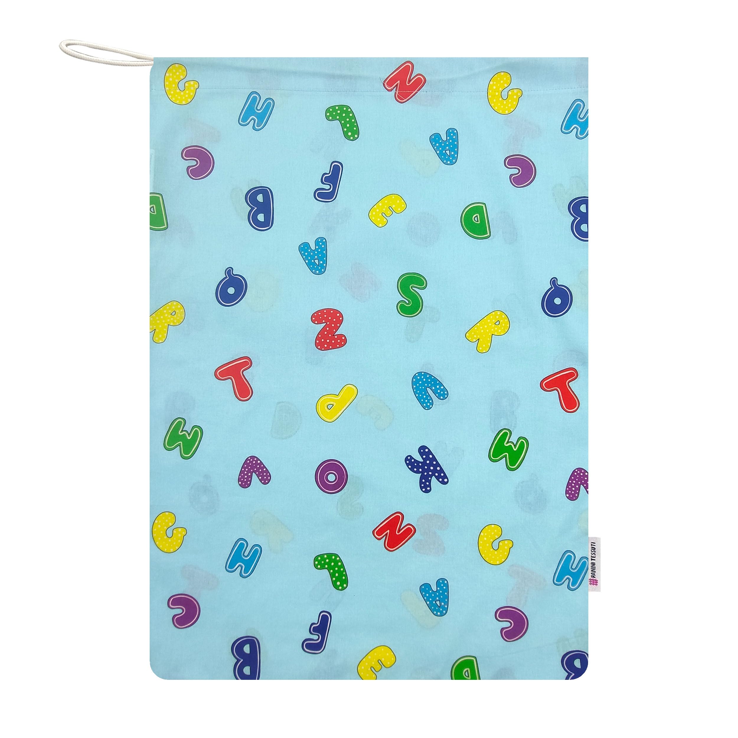 Panini Tessuti Saco de Dormir de Verano y Saco de guardería para bebés de 2 a 6 años - Tejido Acolchado 100% algodón, para Dormir en la guardería y en casa Saco de Dormir Letras Azul