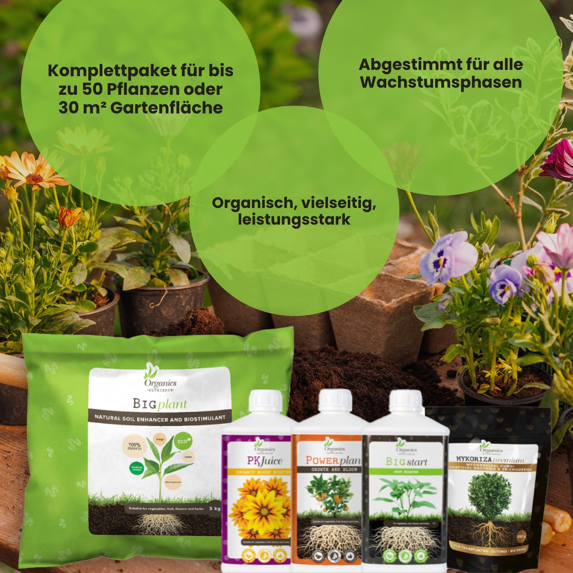 Big Box – organischer Dünger & Pflanzendünger für Gemüse, Kräuter & Blumen – 5-teiliges Set für Wachstum, Blüte & Wurzeln – für 20–50 Pflanzen