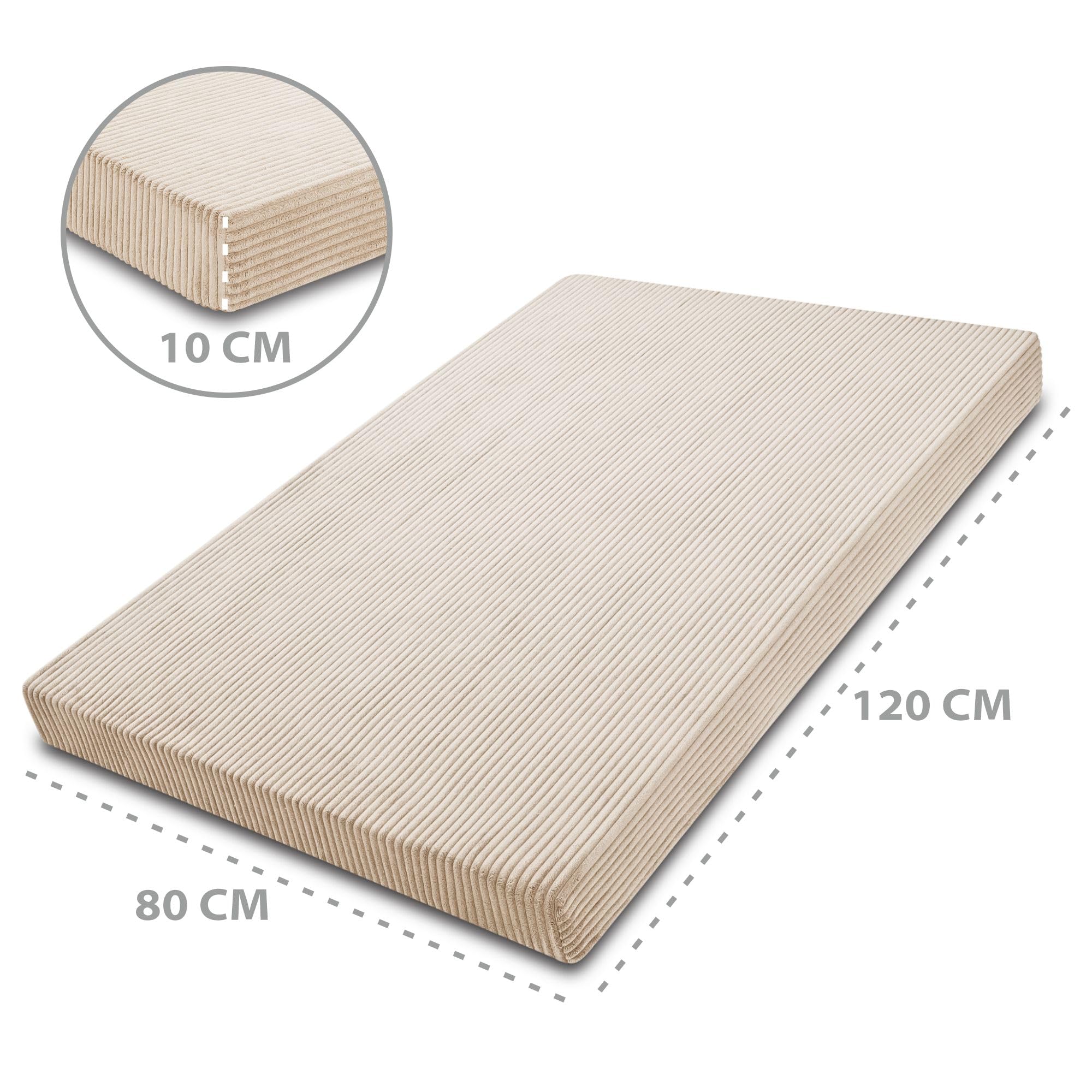 Amazinggirl Housse pour Coussin de Palette en Carton Mousse, Coussin compensé pour Matelas de Sol Housse: 120x80 cm - Idéal pour Meubles et Lits en palettes Oeko-Tex Beige Lincoln