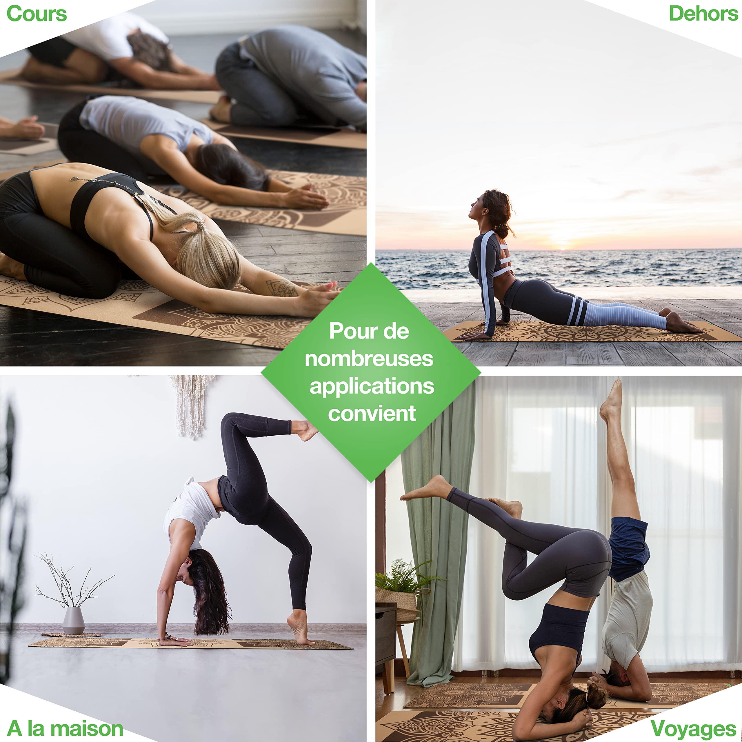 BACKLAxx ® Tappetino Yoga Sughero – Tappeto Yoga Antiscivolo – Tappetini Yoga Professionali Ecologico Tappetini Pilates e Fitness Mat – Tappetino Stretching – Yoga Mat – Materassino Yoga