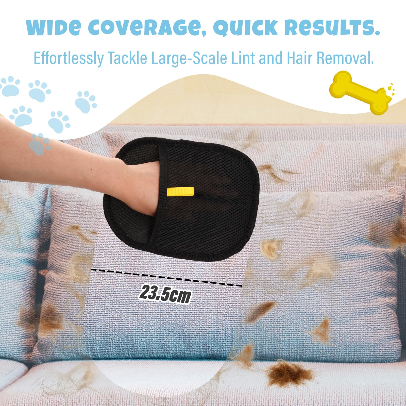 Fiohiros 2025 Upgraded 2 Pack Pet Hair Removal Glove, Double-Sided Electrostatic Pet Hair Remover Glove - Image 3