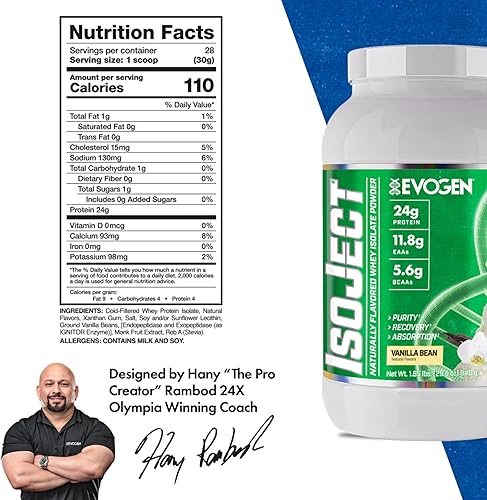 Miniatura 7 de Evogen Naturals ISOJECT, aislado de suero premium con enzimas digestivas, 28 porciones (2 libras, chocolate)