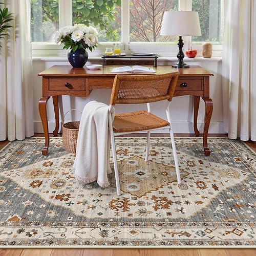 Miniatura 84 de Lahome Tapete tribal bohemio, pequeño, suave, antideslizante, lavable, de pelo corto, para piso en puerta, interior, entrada, baño, silla, Verde