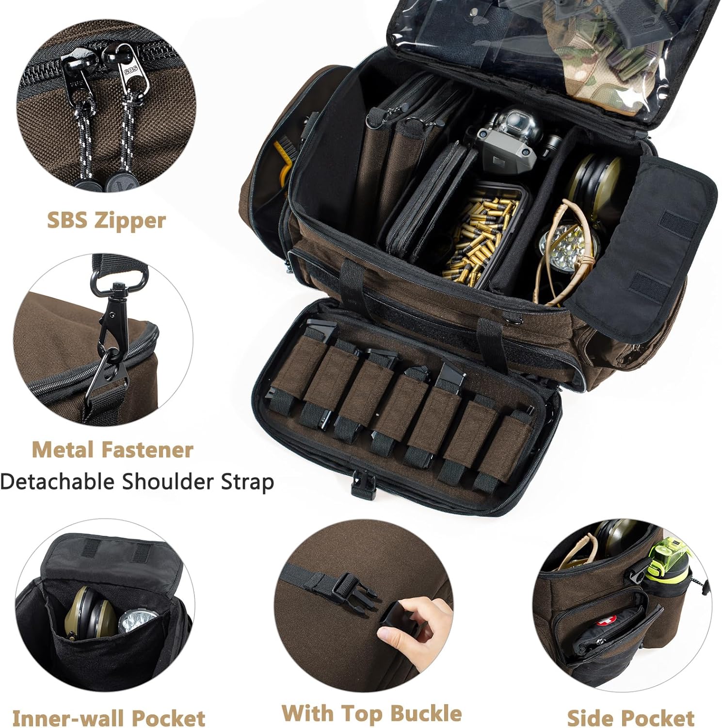 Large Pistol Range Bag Shooting - Tactical Gun Range Bag Pistol Cases, Gun Bags for Handguns, Gun Bag for Men, Carrying Duffle Bag for Gun Accessories - Image 3