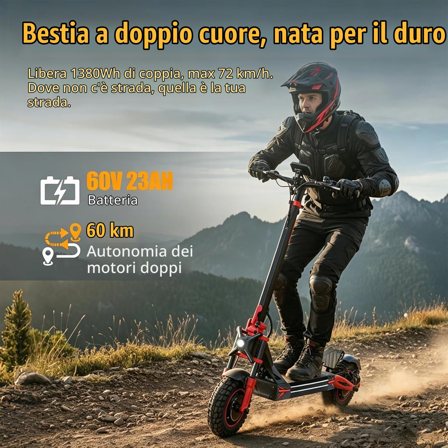 TW4PRO Monopattino Elettrico Pieghevole, 60V 23Ah, 45-60Km di Autonomia | Limite Di Velocità Sbloccabile, Display Ad Alta Definizione, Pneumatici 11", Sblocco NFC, Doppia Sospensione&Freno a Disco