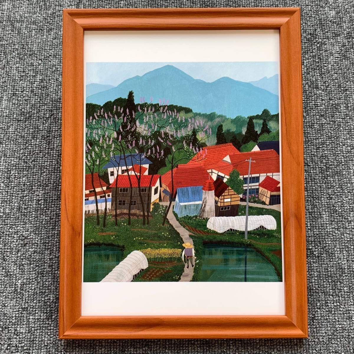 Amazon.co.jp: □原田泰治『桐の花 福島県三島町』B5サイズ 額入り