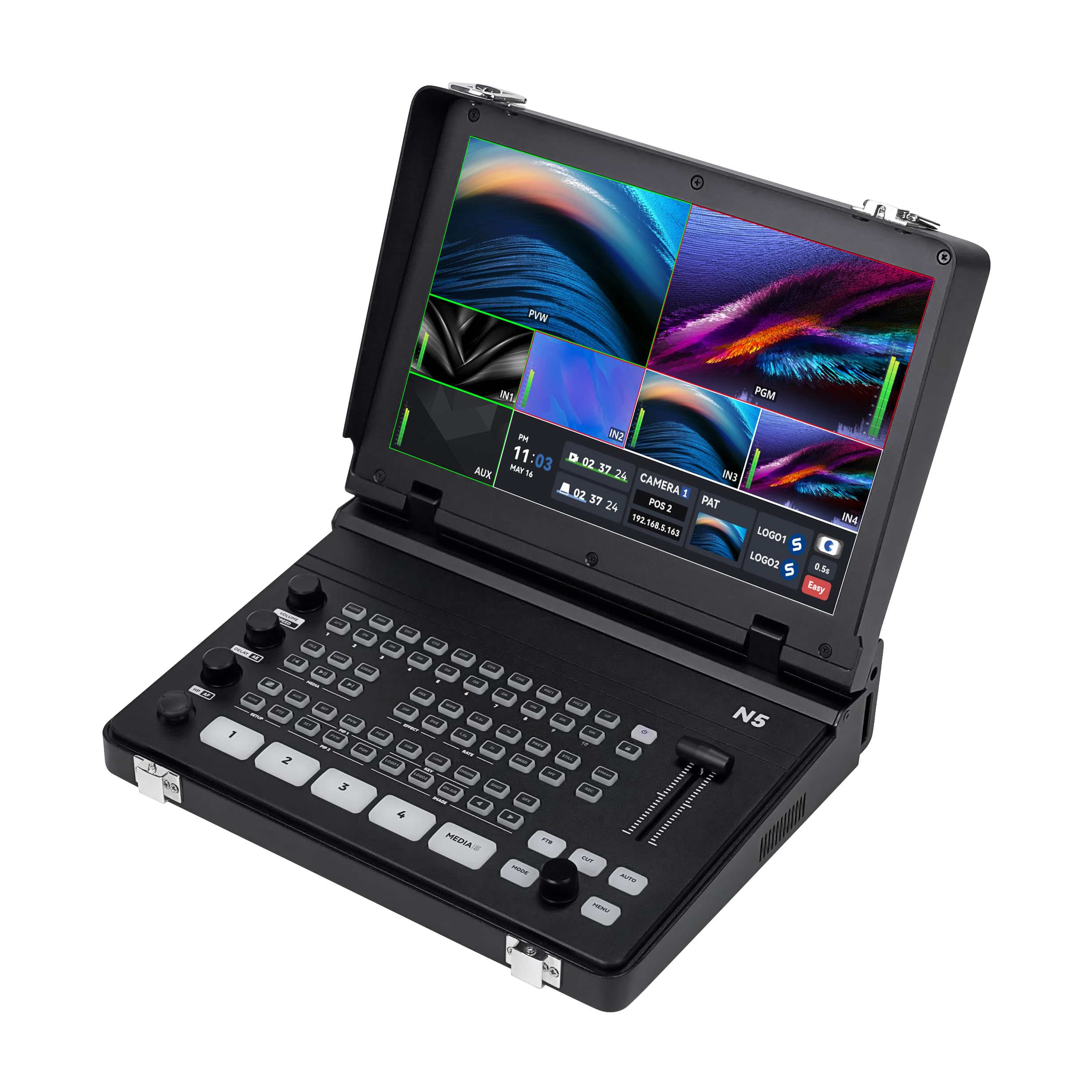 SPROLINK NeoLIVE N5/N5S 5 Input Channels Video Streaming switcher Laptop Design with 10.1inch Screen, with Dual 4k inputs, Support MV and PGM outputs (Neolive N5)