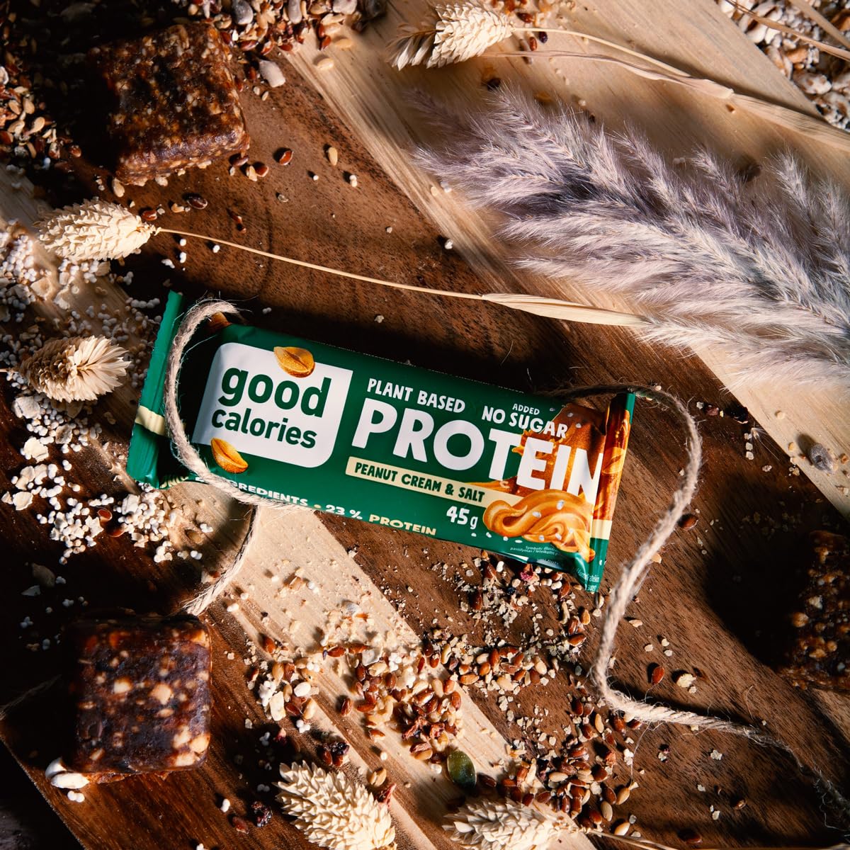 Good Calories - Proteinriegel Erdnusscreme & Salz - 20 x 45g - Natürlicher Veganer Eiweißriegel mit 24% Pflanzlichem Protein - Ohne Zuckerzusatz, Reich an Ballaststoffen, Perfekt als Snack