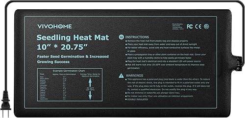 Miniatura 8 de VIVOHOME Juego combinado de tapete térmico de plántulas impermeable de 10 x 20.75 pulgadas y controlador de termostato digital de 40-108 °F