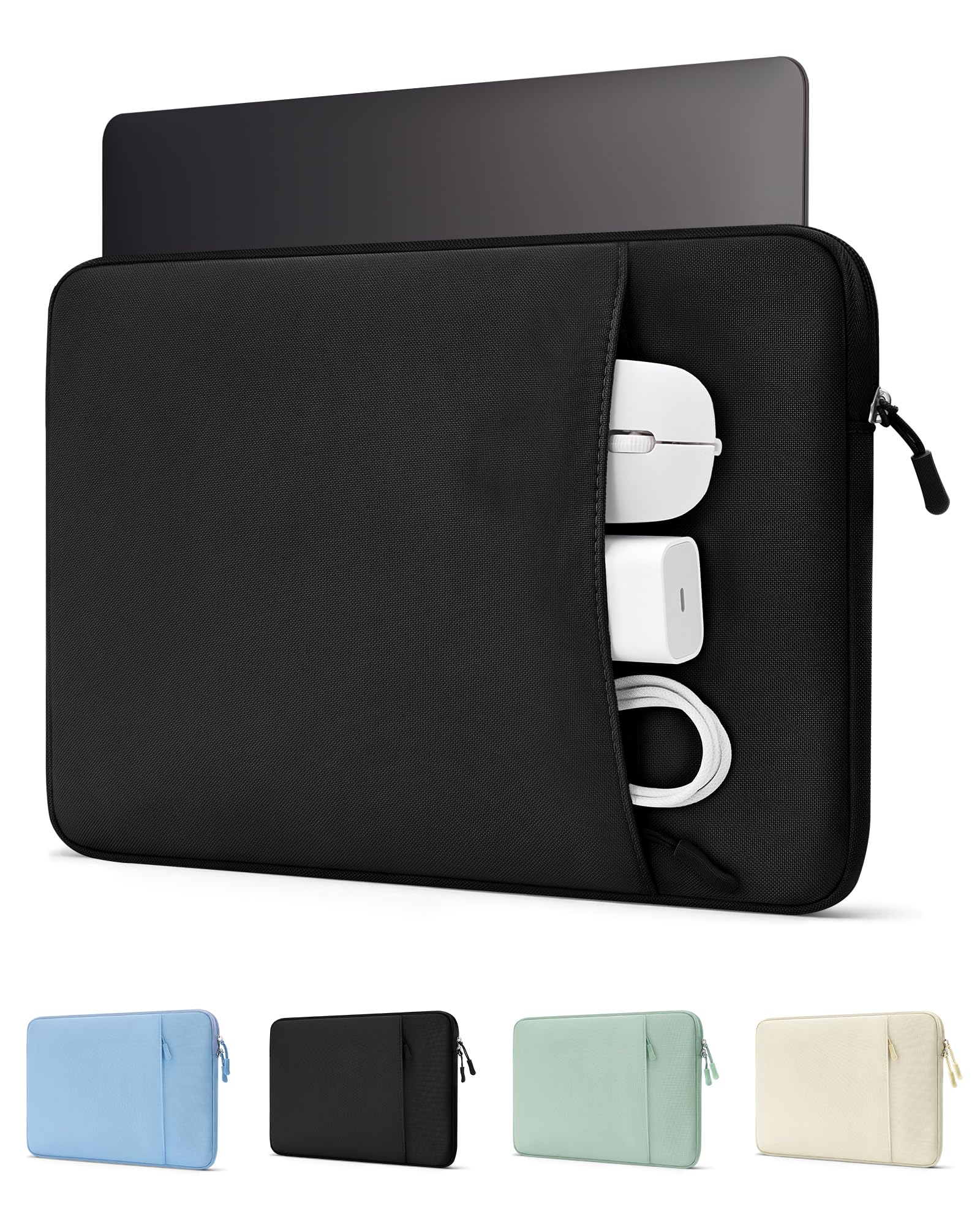 ProCase パソコンケース 13/13.3インチMacBook Air/Pro/Neo 保護スリーブ PCケース インナーバッグ - ブラック | マルチブランド対応, ソフト裏地, 保護スリーブ, 衝撃吸収, 傷防止, 軽量, 出張や通勤