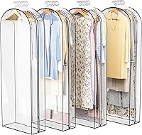 Vista 15 de Bolsa Transparente para Colgar Ropa de 10" con Fuelle, Bolsas para Trajes de 32" para Almacenamiento de Closet Abierto, Cubierta de Ropa de Plástico