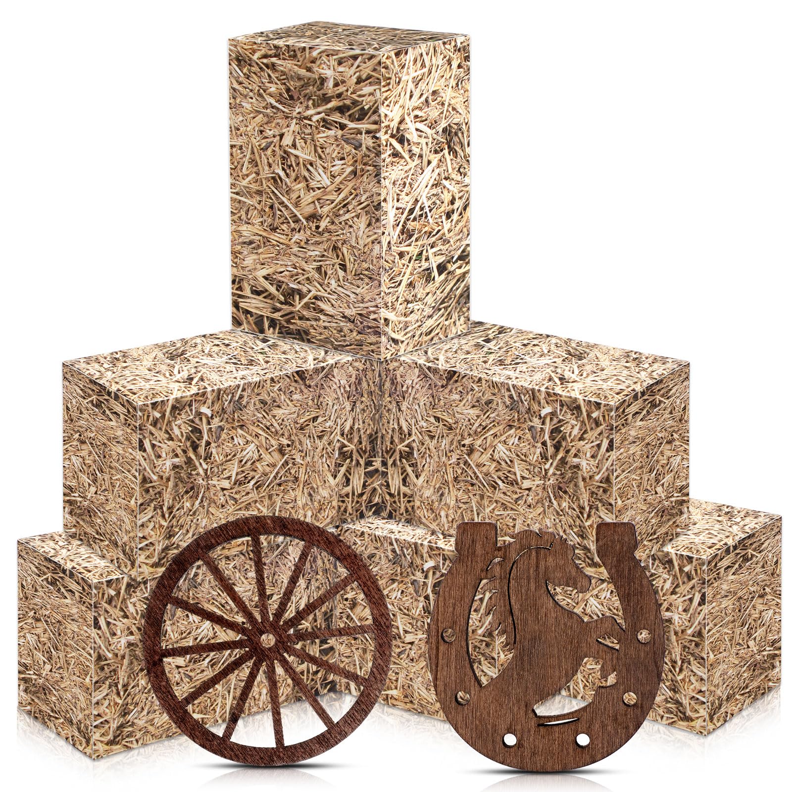 16-teiliges Cowboy-Party-Deko-Set: 6 Heuballen-Boxen, 2 Holz-Druckkisten, 2 Holz-Wagenräder Und 6 Western-Tischaufsätze – Perfekt Für Cowboy- Und Western-Partys Cowgirl Party Zubehör