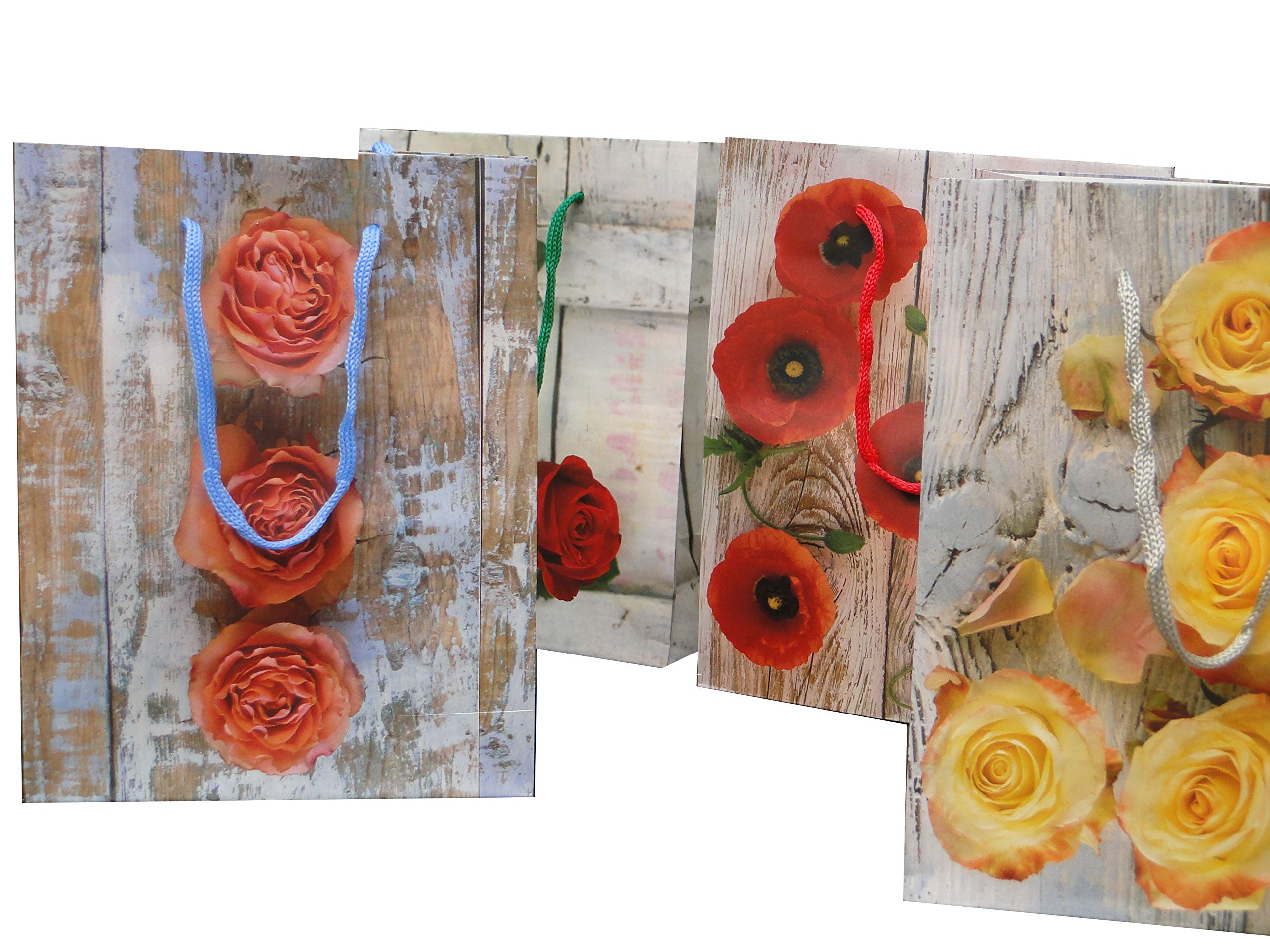 baglandGift Bags,"Flowers 13", Paper – 160 g/m2, Saving Pack – 12 Units Assorted, 26 cm x 32 cm x 10 cm