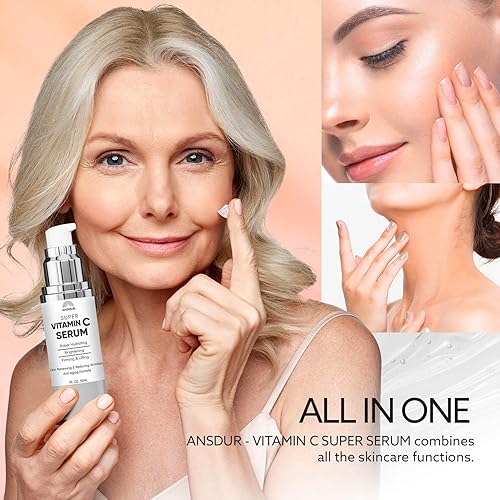Miniatura 5 de ANSDUR Suero súper vitamina C para mujeres mayores de 70 años suero de ácido hialurónico para la cara, removedor de manchas oscuras y reducción de
