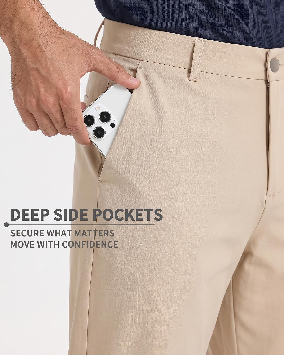 Mens Golf Pants Stretch Relaxed Fit Dress Slacks 30"/32"/34" | Stretch golf pants with relaxed fit, 4-pocket design and polished dress-pant look for work, travel & golf.