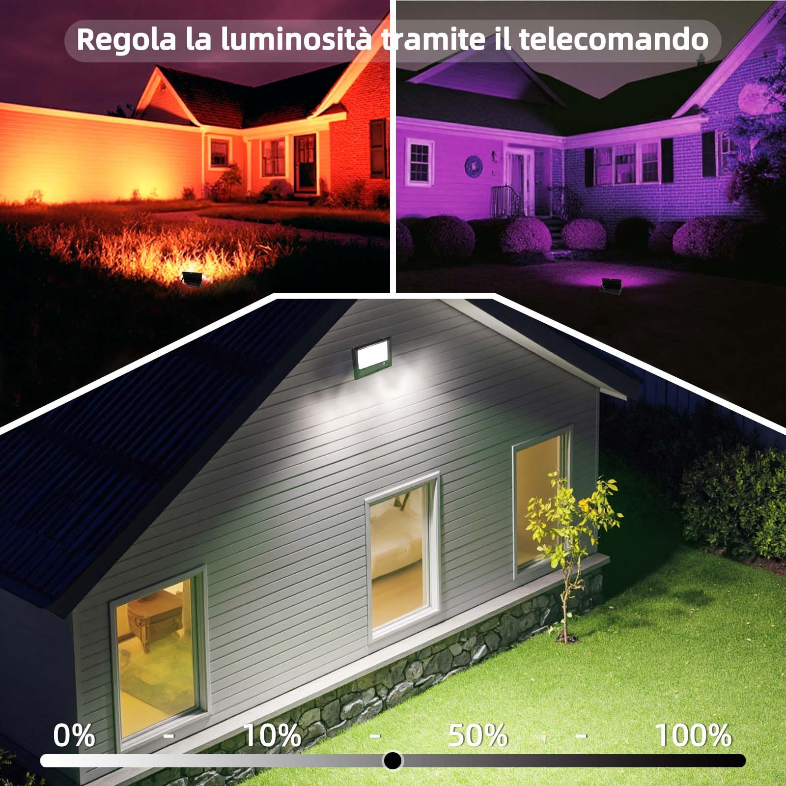 HEKEE Faretto Led, equivalente a 500 W, cambio colore Rgbw modalità strobo fai-da-te, 120 colori, esterno 5500 lumen, Rgb bianco caldo 2700K, impermeabile Ip66 (2 pacchi)