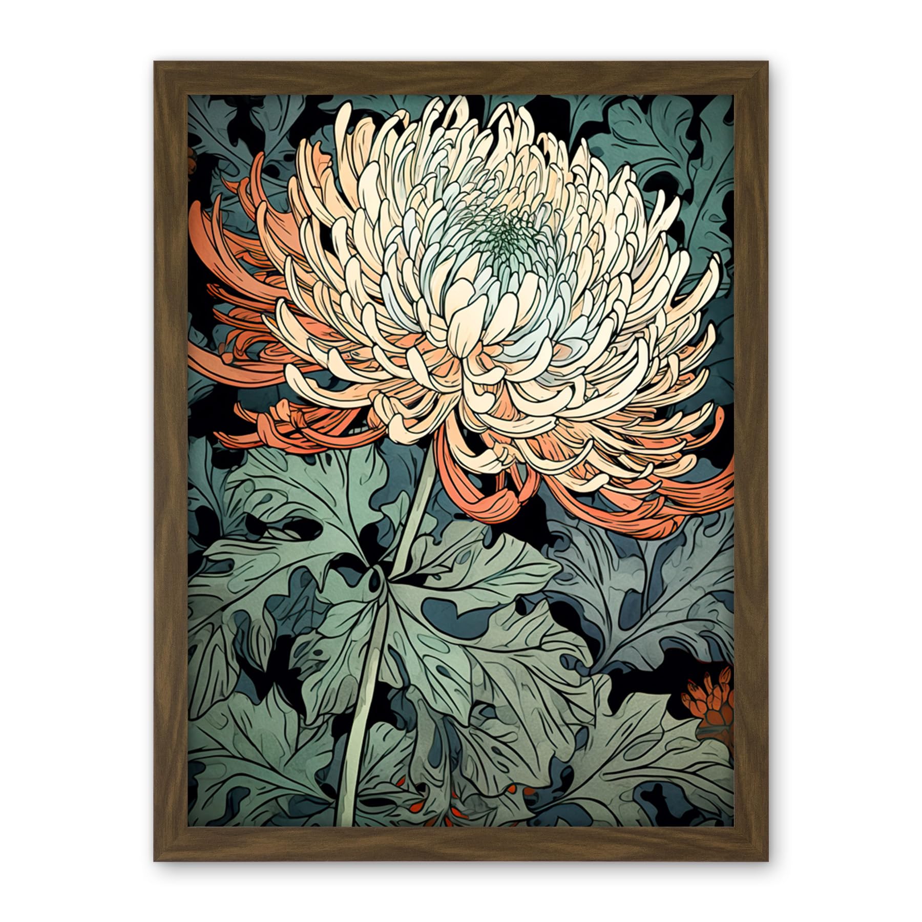 Artery8 Pastel Gradient Colour Chrysanthemum Flower Bloom Artwork Framed Wall Art Print 18X24 Inch